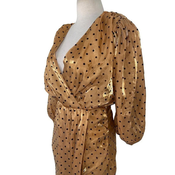4SI3NNA Alora Dress in Gold Medium Womens Mini Polka Dot Cocktail Party - Picture 7 of 12
